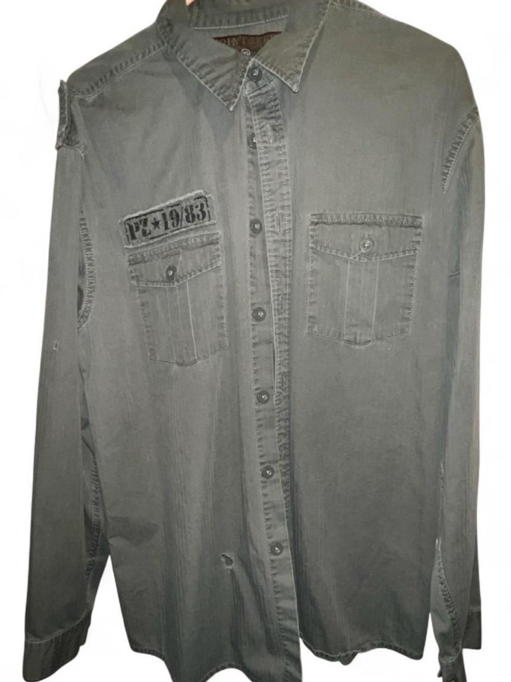 Y2K Point Zero Death Before Dishonor Olive Army Military Shirt XL
